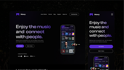 Music Web App advertisement branding design development figma landing page marketing music ui uiux ux web app website