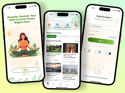 Yoga & Spiritual Events - App Design app design case study clean design creative community creative process design community design system dribbble meetup figma freelance design minimal design mobile design portfolio product design remote work uiux design user experience visual design yoga