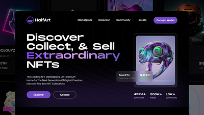 NFT Website branding design development figma landing page marketing nft nft art nfts ui uiux ux