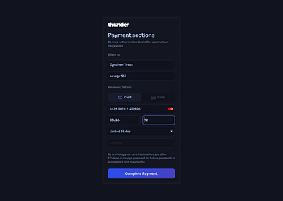 Thunder Web Payment Page design developer development figma landingpage payment paywall premium ui uidesign uiux ux vector web webdesign website