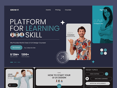 Skill Learning Platform app design banking ui branding dashboard dashboard ui design e education e learning app learning app logo skill app ui ux