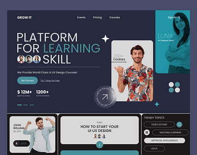 Skill Learning Platform app design banking ui branding dashboard dashboard ui design e education e learning app learning app logo skill app ui ux