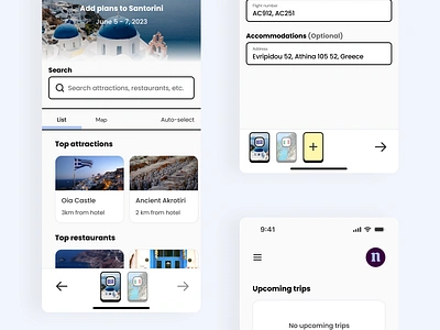 Travel Itinerary Mobile App mobile ui user flow ux wireflow wireframe