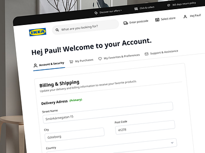 IKEA · Settings Page Redesign · Product & UX/UI Design · DailyUI dailyui design e commerce ikea setting page settings ui ux web application webdesign