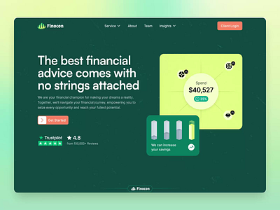 Finocon Financial Advisory Landing Page | Consultancy advisory consultancy consultancy service design agency figma design finance fintech focotik green landing page design product design saas ui ui ux design ux web application website design website ui ux