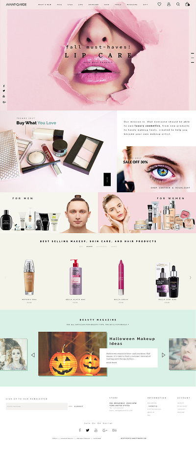 Cosmetics Store Landing Page UI Design cosmetics store ecommerce landing page graphic design shopify theme ui web design