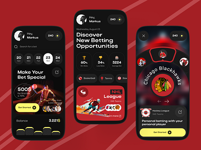 Sports Betting - Mobile app bet app betting bookmaker gambling gambling app mobile app online casino sport app sport product sports betting ui ux