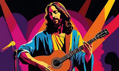 Jesus Rockstar in Pop Art - Cool 3D Stage Performance D1 canva design graphic design illustration