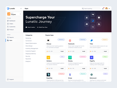 Lunatic - Apps apps design integrations saas ui web app website