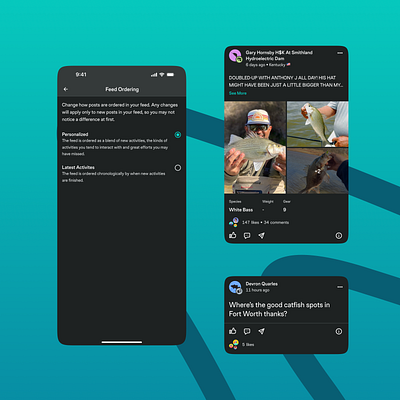 Personalized Feeds: Gamified & User-Centric Ordering app app design design inspiration dribbble dribbble shots feed fishing fishing app gamification ios mobile design outdoors app posts product design social ui ui design ux ux design