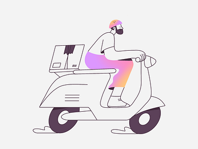 Daily Life - Spot Illustrations accent art character color daily delivery illustration life outdoor park person scooter texture