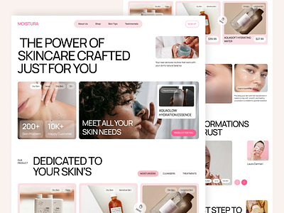 Moistura - Skincare Landing Page beauty beautyproduct cosmetic design designinspiration figma graphic design landingpage makeup skincare ui uiinspiration web webdesign website