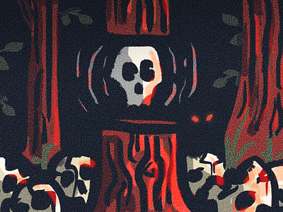 Skull Crusher camp creature forest horror illustration occult procreate skull spooky trees