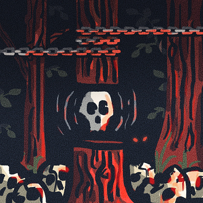 Skull Crusher camp creature forest horror illustration occult procreate skull spooky trees