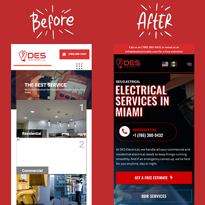 Des Electrical's Before & After branding design graphic design illustration logo ui ui design uiux web design webdesign website design wordpress wordpress design wordpress website