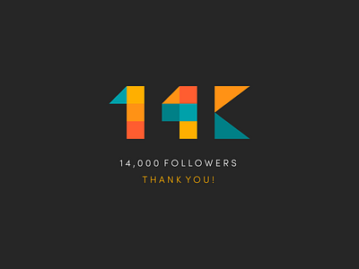 14K Followers 14 14000 14k agrib follow followers geometric geometrical logo logomark number numbers orange shape shapes squares thank thanks triangles you