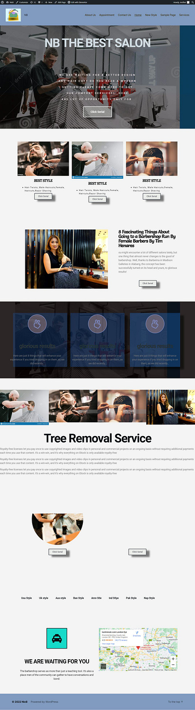 A barber website by wordpress elementor freewebsite web website