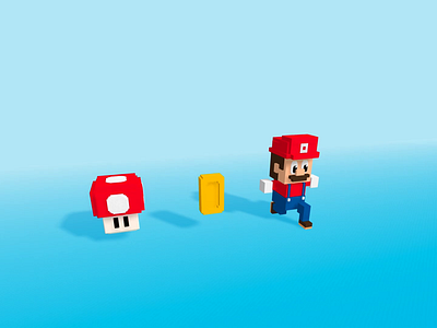 Mario 3D pixel art style with Spline (P1) 3d 3d animation 3d interaction animation freelance freelancer game design graphic design mario mario bros motion graphics pixel art portfolio spline top design trend website ui uiux visual design web design