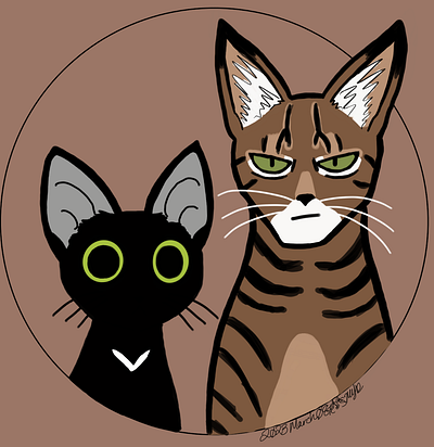 My cats, Cartoon'd autodesk sketchbook caricature cartoon digital illustration procreate