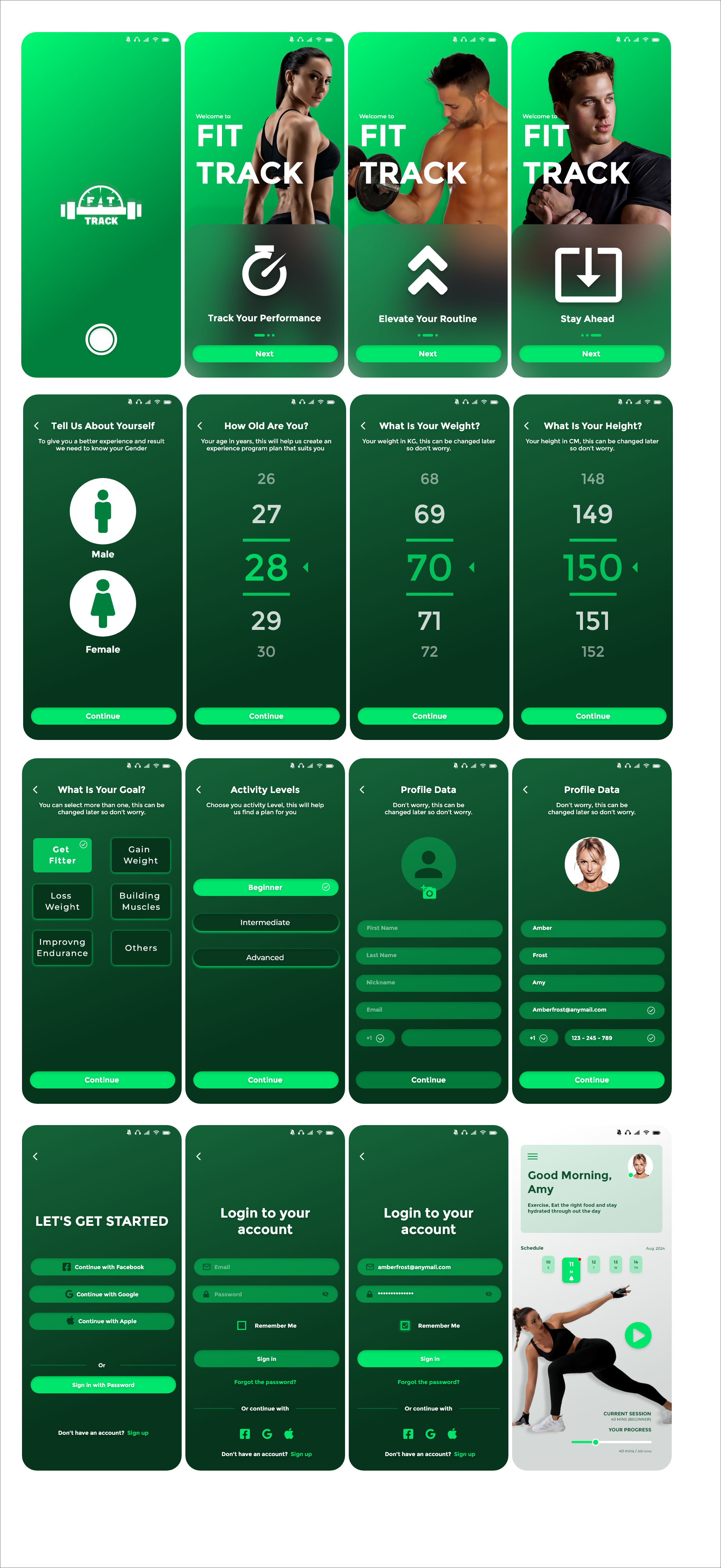 FitTrack – Your Personalized Fitness Companion app design graphic design logo mobile ui ux