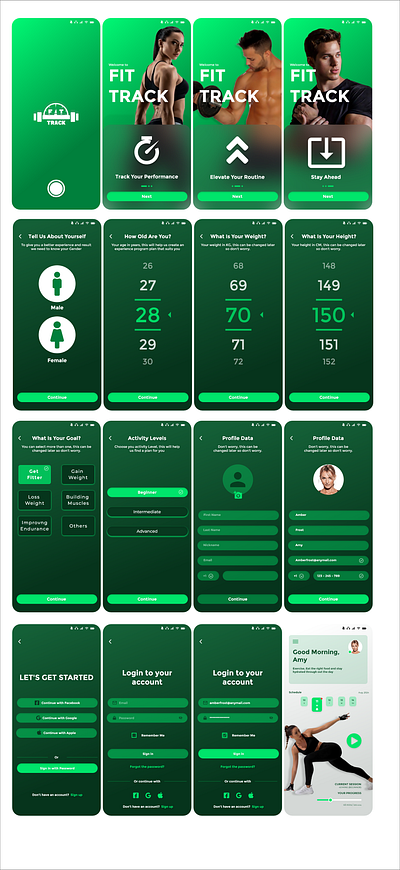 FitTrack – Your Personalized Fitness Companion app design graphic design logo mobile ui ux