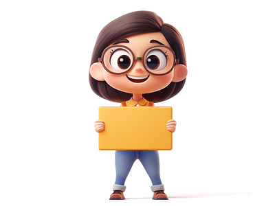 3D Cartoon Girl Holding Sign | 3D happy Girl Design 3d 3d art 3d character 3d custom cartoon 3d design 3d girl model abrang cartoon cartoon character cartoon girl cute cute girl 3d design design character fiverr girl cartoon 3d girl holding sign girl illustration 3d graphic design happy girl design