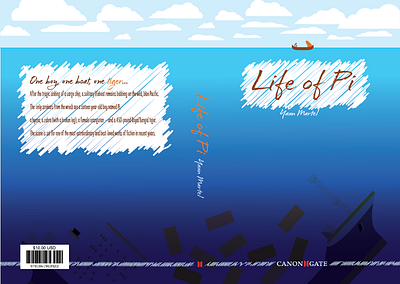 Life of Pi by Yann Martel Book Cover adobe illustrator book cover digital illustration graphic design minimalist school project