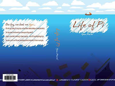 Life of Pi by Yann Martel Book Cover adobe illustrator book cover digital illustration graphic design minimalist school project