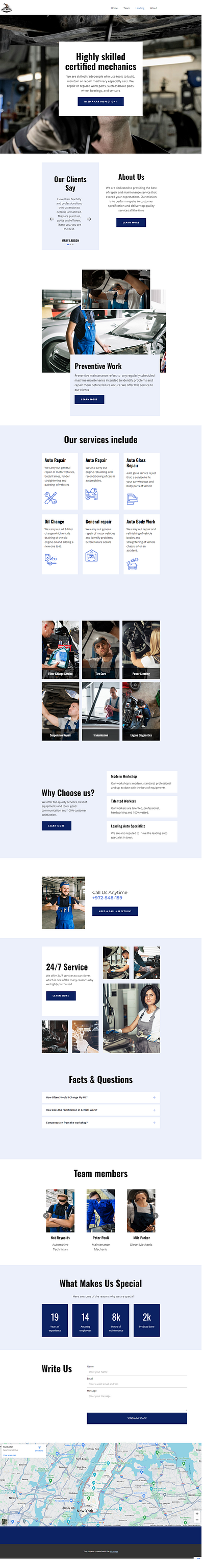 AUTO REPAIR LANDING PAGE auto repair branding design illustration landing page mechanic website