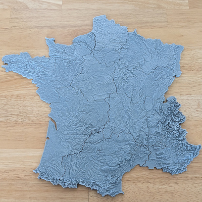 Topographic France Puzzle 3d 3d printing blender