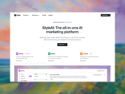 StyleAI Rebrand - Landing Page branding site web