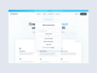 Login section for AI SaaS startup app design graphic design typography ui ux