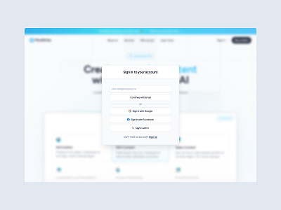 Login section for AI SaaS startup app design graphic design typography ui ux