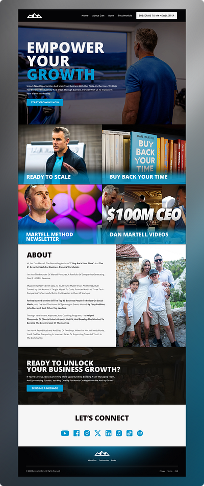 Dan Martell Landing Page Website Redesign branding business coach landing page coaching landing page homepage landing page ui web design