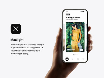 Maxlight Mobile App app branding clean ui image editing lightroom mobile app mobile design photo photo editor photo effects photographer photography