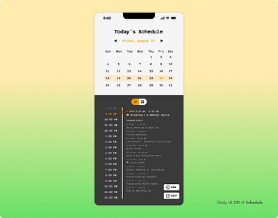 Daily UI Challenge #071 - Schedule calendar daily ui 71 daily ui challenge events meetings planner schedule