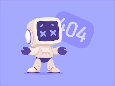 404 404 character children flat illustration robot