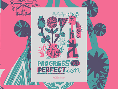 PROGRESS NOT PERFECTION art branding handdrawn illustration nate williams