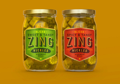 Zing Pickles branding food jar logo packaging pickled pickles snacks