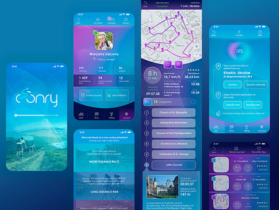 Conry - Mobile app for cycling tourism app mobile design ui ux