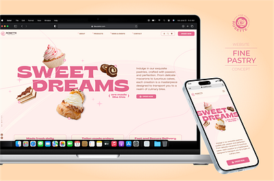 Rosette -fine pastry- website concept branding concept figma identity landing page mockup pastry ui web web design webdesign website