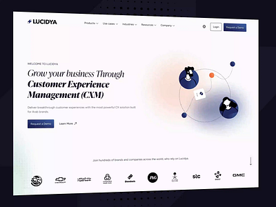 Lucidya customer experience management platform (Home) ai data analytics animation clean layout customer experience george samuel home page ladong page loader lottie lucidya minimalist design partners logo grid responsive design splash splash screen ui ui design user interface ux design website design