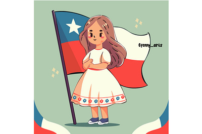 Hand Drawn Fiestas Patrias De Chile celebration chile chilean commemorate culture day festival fiestas flag girl glory independence joy national patrias people pride proclamation proud unity