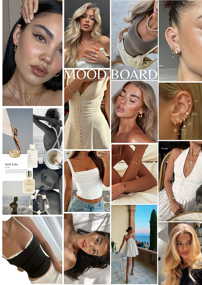 Moodboard for Sattire Jewelry brand kit branding design