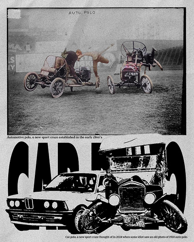 Car Polo 1910 animation auto polo black and white car graphic design grunge motion graphics photo photo collage poster threshold