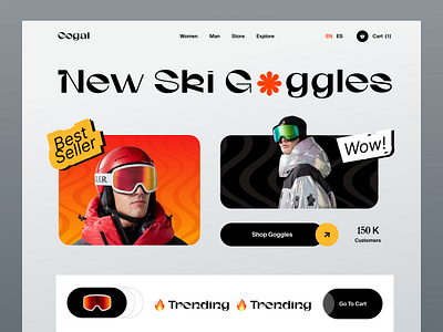 Gogal -Ski Goggles Website Design colorful e commerce ecommerce eyewear glasses goggles minimal online shopping ookley ray ban shop skigoggles snow store sunglasseslover trendy uidesign web design website winter