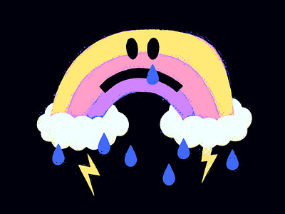 Happy Sad crying depression frown face illustration lightning rainbow sad storm texture thunder