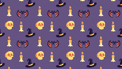 Animated pattern flat design halloween element animation background candle halloween hat illustration pattern skull witch