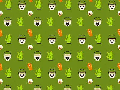 Animated Pattern Green halloween element animation background green halloween illustration pattern skull zombie