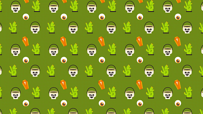 Animated Pattern Green halloween element animation background green halloween illustration pattern skull zombie